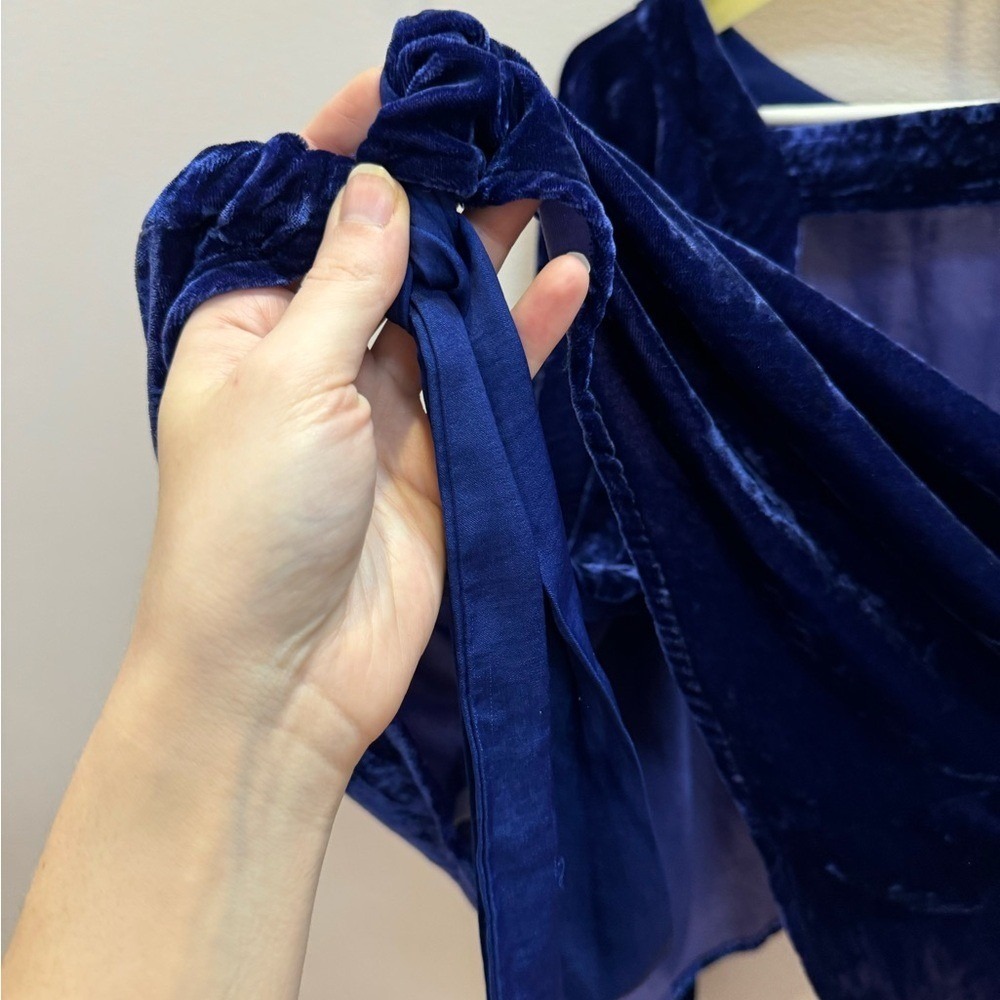 Free People Gimme some lovin Blue Crushed Velvet Women's Top - Picture 5 of 8